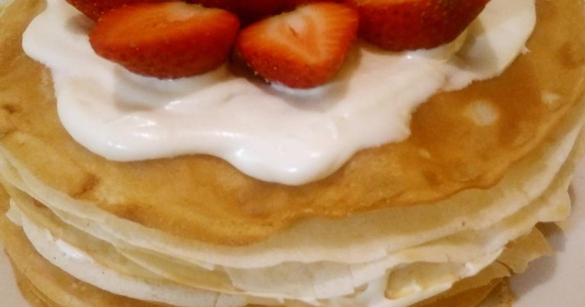 Pastel de crepas de fresas con crema Receta de Alina Chrome- Cookpad