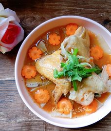 gà hấp cải thìa