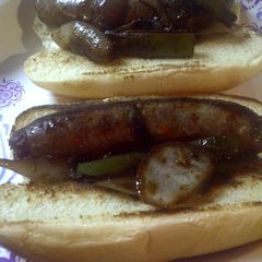 Italian Sausage with peppers and onions A picture of Italian Sausage with peppers and onions.