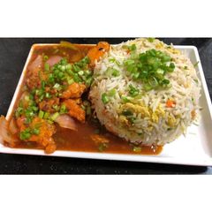Chicken Manchurian with Fried Rice A picture of Chicken Manchurian with Fried Rice.