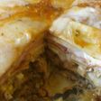 Lasaña de pollo, carne y jamón y queso