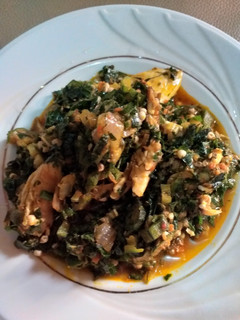 A picture of Vegetable okra soup.