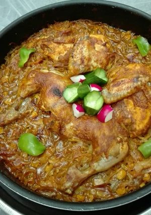 صورة لوصفة صينية دجاج وخضار مبروشة بالفرن
