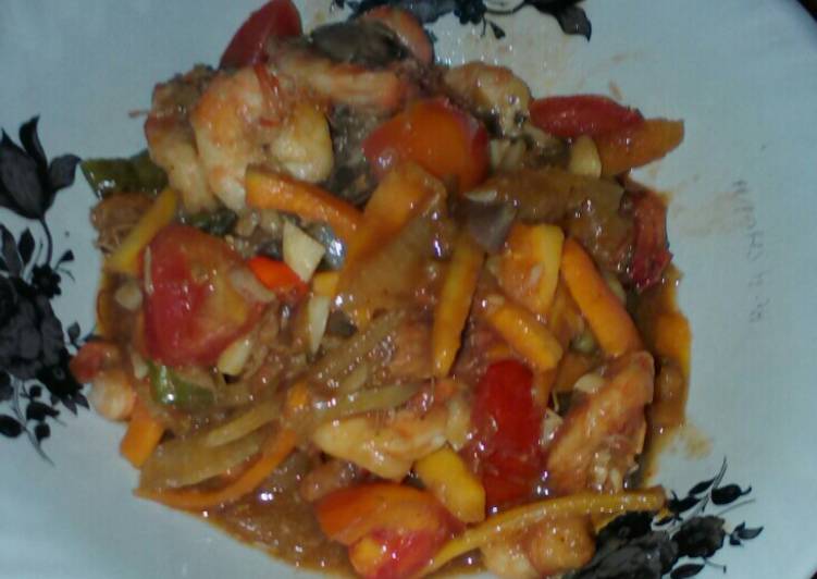 Resep Udang saos asam pedas manis -sederhana- yang Lezat