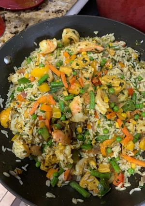 A picture of Basmatic fried rice.
