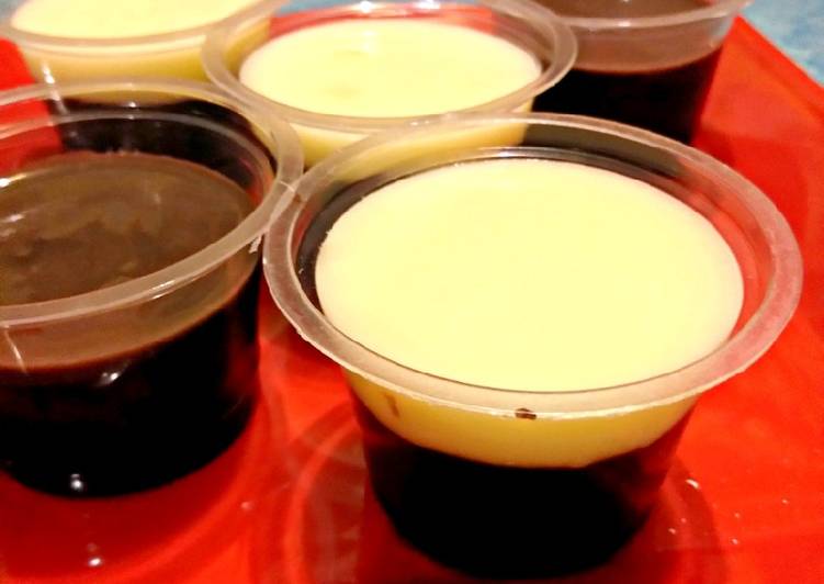 Bagaimana Membuat Puding Nutrijel with vla coklat vanila yang Sempurna