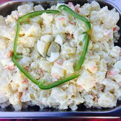 A picture of Potato salad with mayonnaise.