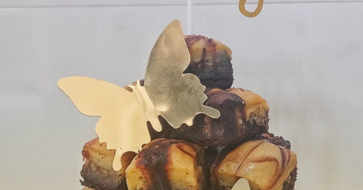 Fudge Brownies Cheese Tower