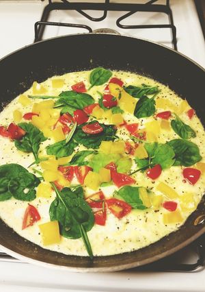 A picture of Garden veggie and herb omelet.