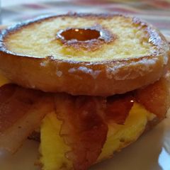 A picture of Glazed Doughnut Breakfast Sandwich.