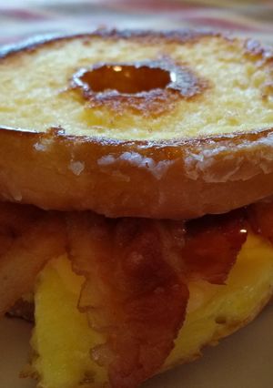A picture of Glazed Doughnut Breakfast Sandwich.
