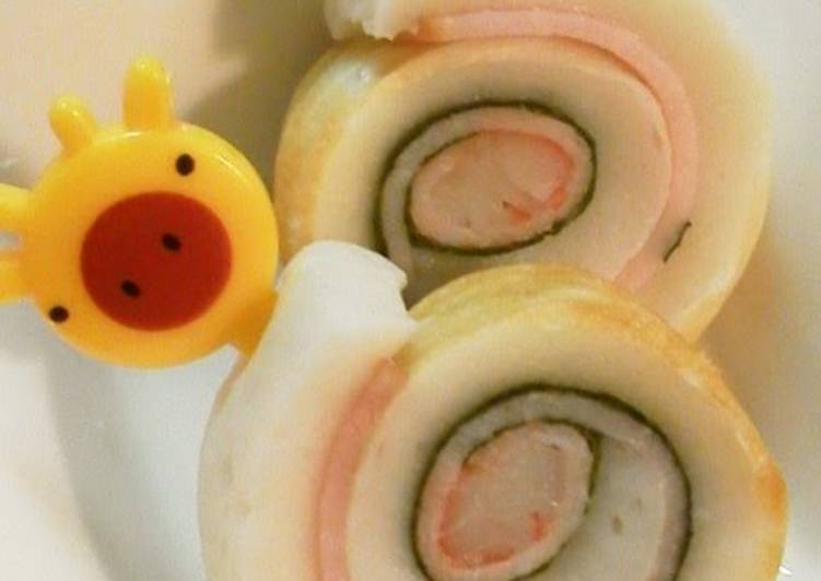 How to Prepare Homemade Character Bento Shiso, Ham, and Imitation Crab Chikuwa Rolls.