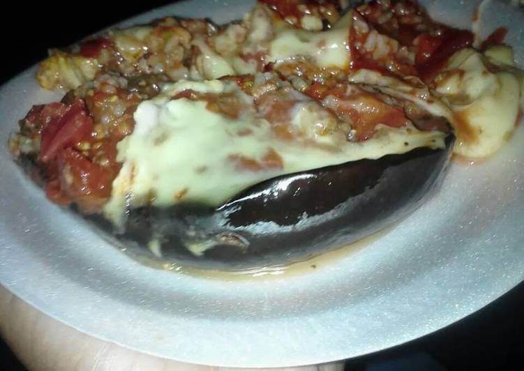 Recipe of Quick Cookie&#39;s Mozzarella &amp; Rice Stuffed Eggplants