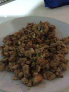 A picture of Thai-style Stir Fried Garlic Minced Pork.