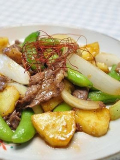 A picture of New Potato, Sugar Snap Pea and Beef Stir Fry.