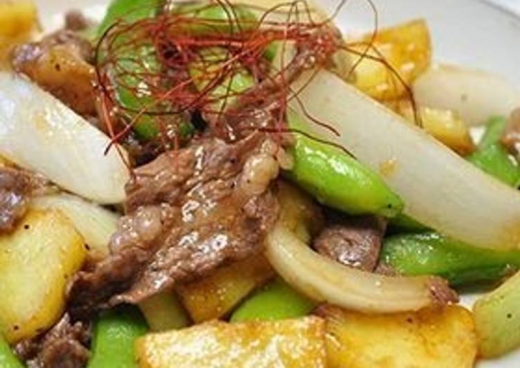 Recipe of Quick New Potato, Sugar Snap Pea and Beef Stir Fry