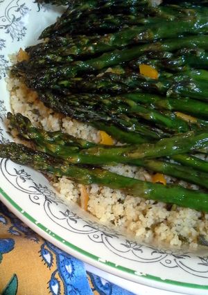A picture of Asparagus with Preserved Lemons.