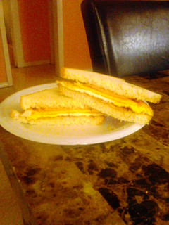 A picture of Simple fried breakfast sandwich.