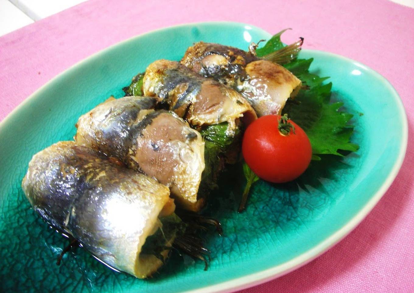 Grilled Sardine Rolls with Umeboshi and Shiso Leaves