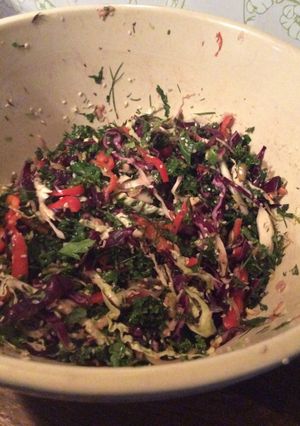 A picture of Raw Winter Vegetable Salad With Asian Dressing.