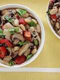Ragout of Mixed Mushrooms, Roasted Red Peppers and Cannellini Beans over Garlic-Parmesan Grits