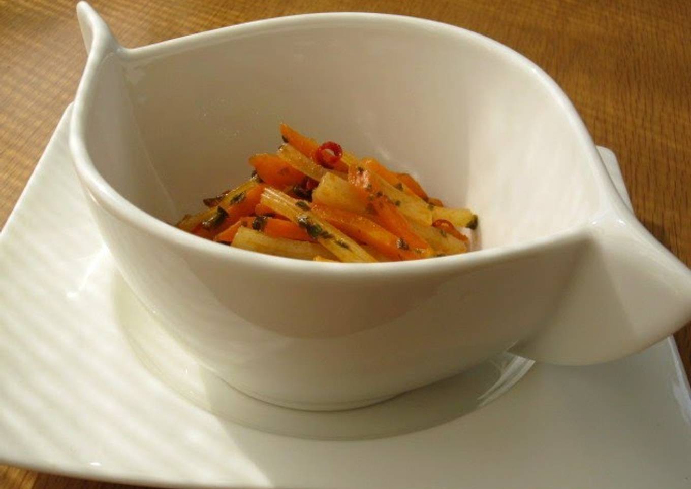 Spicy Carrot and Celery Steamed in Ketchup