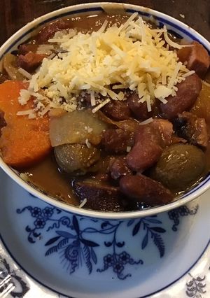 A picture of California Farm Red Beans and Pork Stew in Herbes de Provence.