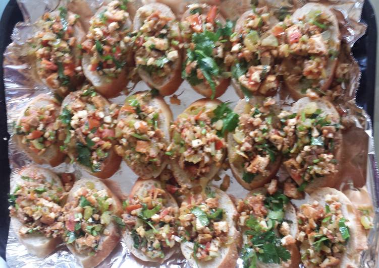 Tofu and vegetable Bruschetta Tofu and vegetable Bruschetta