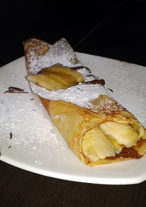A picture of Chocolate banana thin pancake.