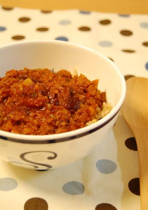 A picture of Vegetarian Chili Con Carne Vegetable Chili and Rice.