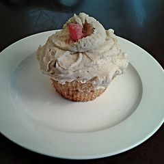 A picture of Cinnamon Sugar Ripple Cupcakes with Cinnamon Buttercream Frosting.