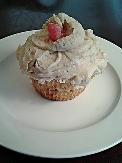 A picture of Cinnamon Sugar Ripple Cupcakes with Cinnamon Buttercream Frosting.