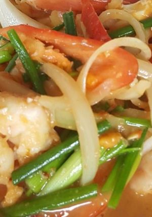 รูปของ กุ้งผัดต้นหอม