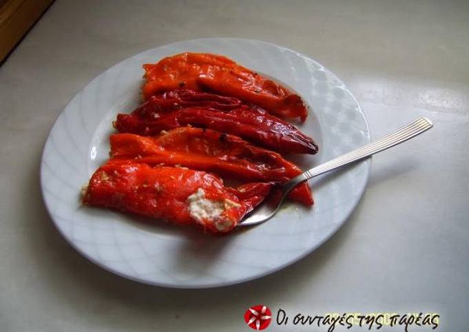 Sweet red peppers stuffed with cheese