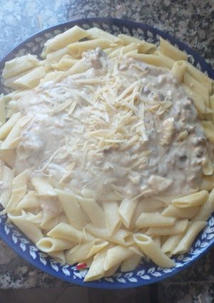 صورة لوصفة مكرونه الديك الرومي و صلصة بيضاء 😋😋😋