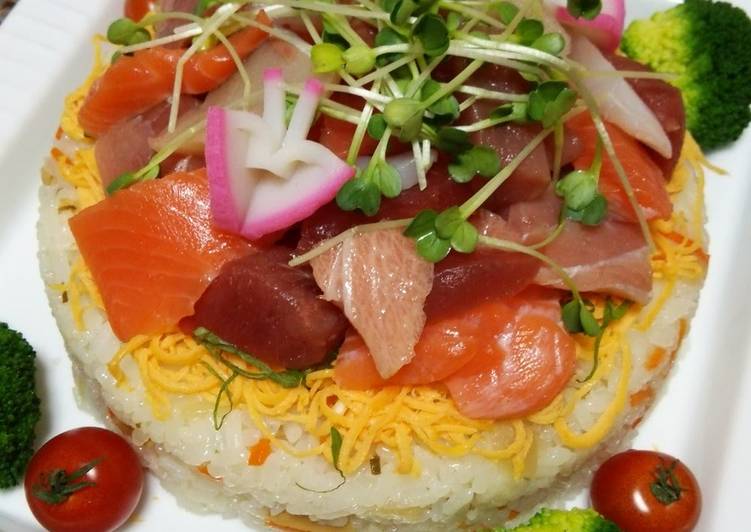 Recipe of Quick Doll&#39;s Festival Seafood Chirashi Sushi Cake