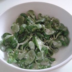 A picture of Watercress salad with yogurt dressing.
