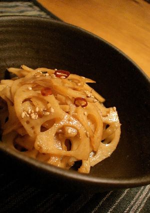 A picture of Lotus Root Kinpira Stir-fry A Delicious Staple Side Dish.