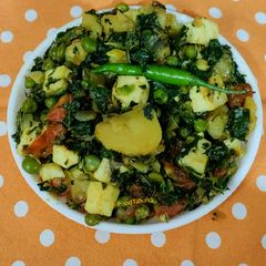 Aloo Methi Subzi/Potato Fenugreek Dry Curry A picture of Aloo Methi Subzi/Potato Fenugreek Dry Curry.