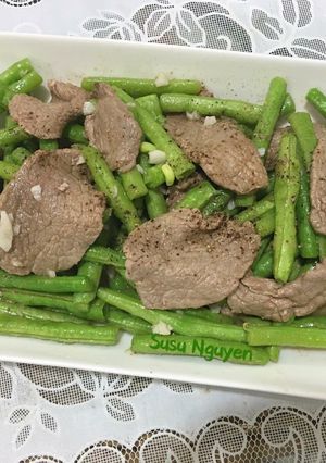 Hình của món Bò xào đậu que.