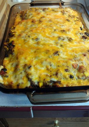A picture of burrito loco casserole.