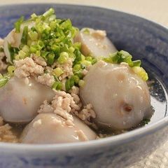 Melt-in-Your-Mouth Taro Root Potatoes in Ankake Sauce A picture of Melt-in-Your-Mouth Taro Root Potatoes in Ankake Sauce.