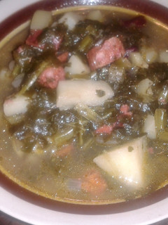 A picture of kale soup.