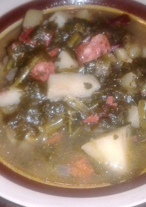 A picture of kale soup.