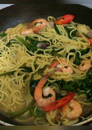 Foto resep Mie kangkung udang
