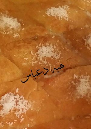 صورة لوصفة صينية بسبوسة بالقشطة