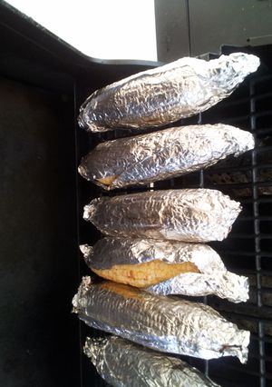 A picture of Grilled corn on the cob.