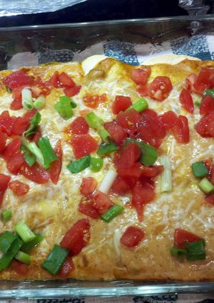 A picture of Chicken and Cheese Enchiladas.