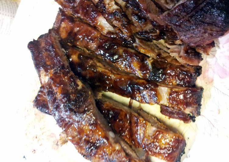 Homemade Ribs oven baked honey bbq