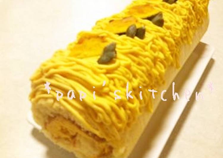 Simple Way to Make Speedy Halloween Kabocha Squash Roll Cake